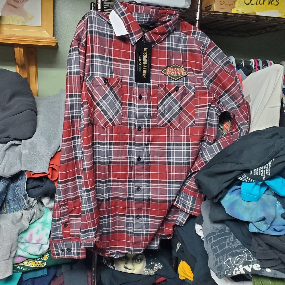 Harley Davidson 2023 120 Year Anniversary Flannel Shirt Mens XL.  New With Tags.